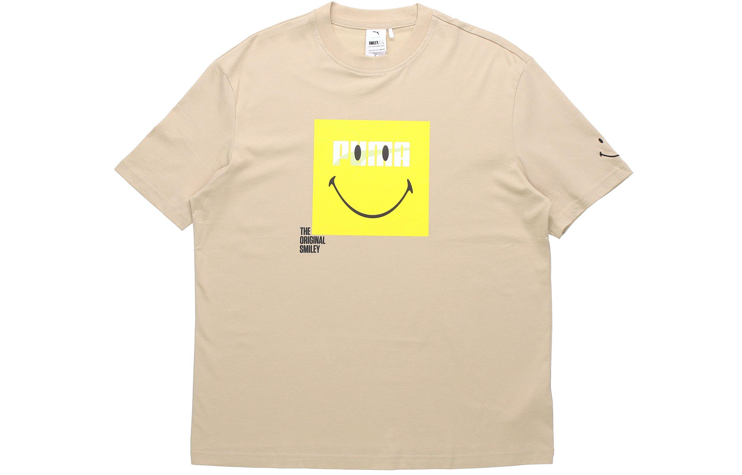 PUMA x Smiley Drop Shoulder Sleeve T Shirt Unisex Khaki 532907-12 L