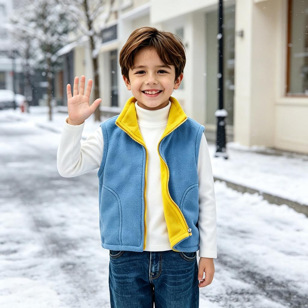 Gilet Bicolore Casual con Zip per Bambini e Bambine per la Scuola e il Gioco all'Aperto