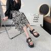 Platform slippers women's outer wear spring and summer new heightening muffin bottom summer toe flip-flops shoes versatile beach sandals