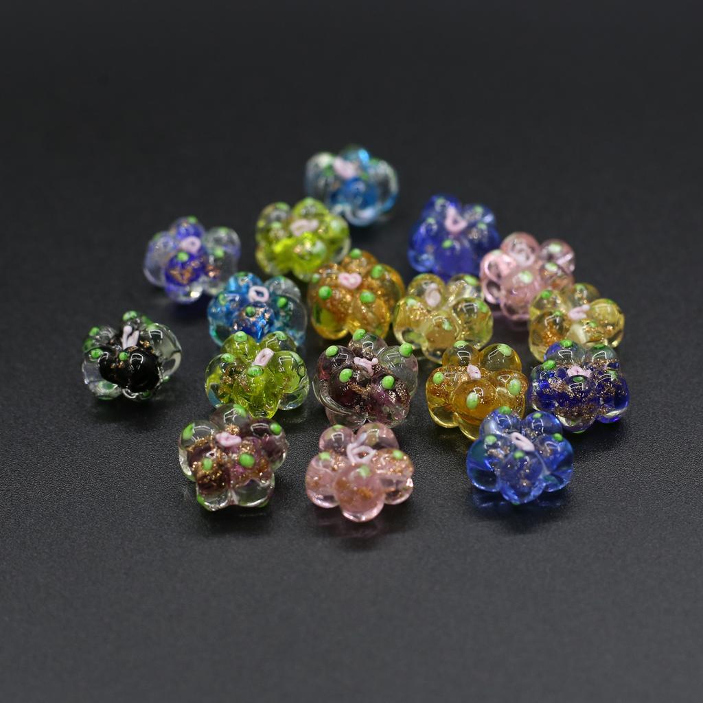 20 Stück DIY Charms Handgefertigte Lampwork Glasperlen Blütenförmige Isolationsperlen 15x15x10mm Für Schmuckherstellung DIY Anhänger Halskette Ohrringe Zubehör
