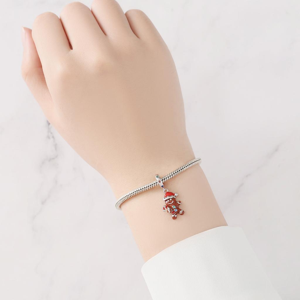 Authentic copper Charm Bead Charms Luxury Christmas Cookie Pendant Bead Charms Compatible With Bracelets Diy Women Making Delicate Gift