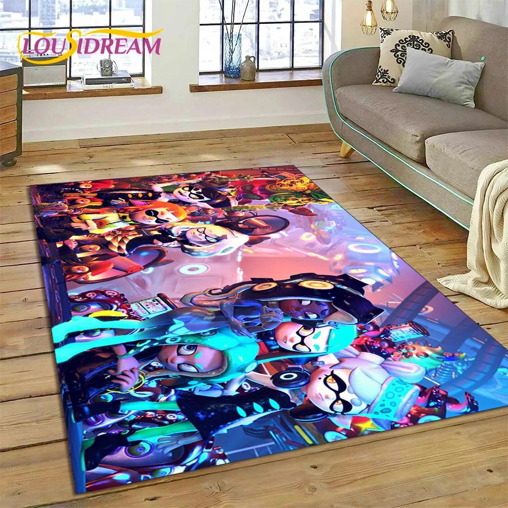 Tappeto Gioco Cartone Animato Splatoon3 PC Gamer per Camera da Letto Soggiorno Decorazione Casa Divano, Tappetino da Pavimento Decorativo Grande Gioco per Bambini Regalo