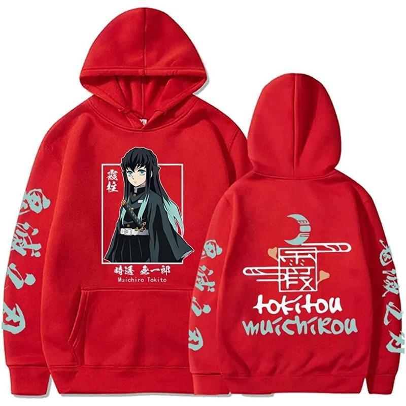

Аниме Демон Муичиро Токито Мерч Осень Зима Мода Толстовка с капюшоном Винтаж Унисекс Повседневные Топы Худи оверсайз Одежда XL красный