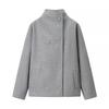 Women's Faux Suede Button Jacket Oversized Gathered Hem Short Length Coat Casual Vintage Outerwear With Pockets