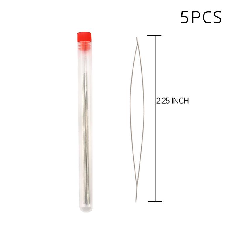 5pcs Big eye beading needles with bottle 5 size for embroidery beading Spring steel beading Curved needles Jewelry Making Tools