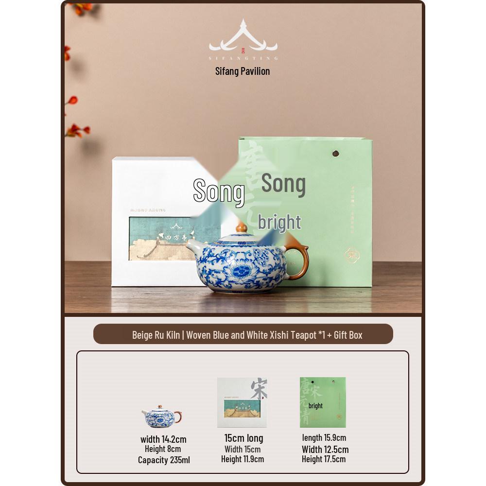 Jun Ware Blue and White Teapot: Chinese High-End Large Size for Brewing Tea Kung Fu Style 2026