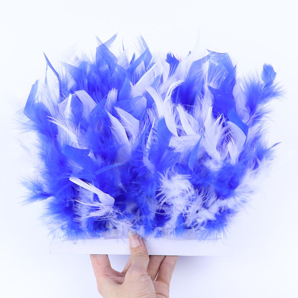 1Meter Mixed Color Turkey Feather Trim Fringe 10-15cm Dyed Feathers Ribbon for Costume Party Dress Decoration Accessory Crafts