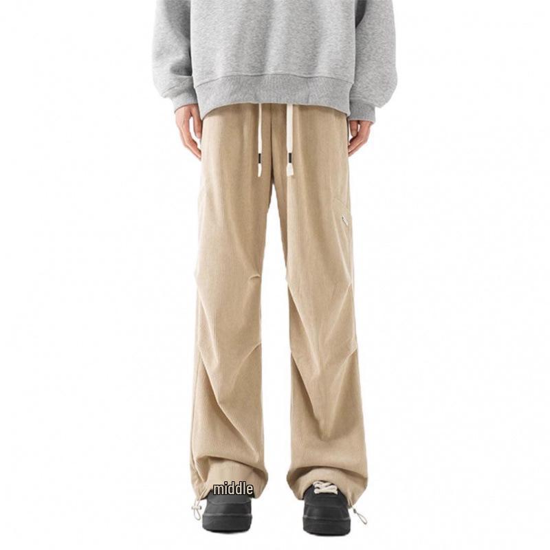 Men's Retro Wide-Leg Cargo Pants - Trendy, Loose, Straight-Leg Design for Spring/Autumn 2025