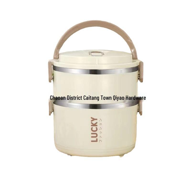 Large Capacity Double-Layer Stainless Steel Insulated Portable Lunch Box for Office Workers & Students.