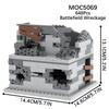 WW2 MOC Ruins Building Blocks Destroyed House War Scene Gunfight Guard Abandoned Construction Bricks Assemble Toys Boys Gift