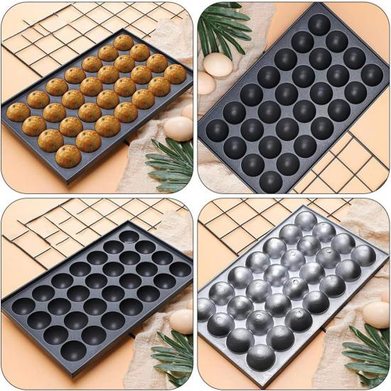 Zerodeko Takoyaki Pan, 28 Takoyaki Maker Baking Pan Japanese Octopus Meatball Grill Pan Egg Mold Tray Plate for Home Kitchen Cake Cooking Tool