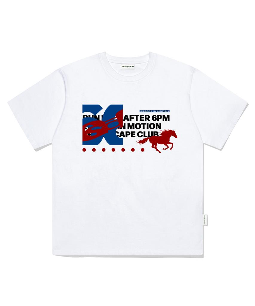 ESCAPEFROM 6Pm Horse Print Oversized Short Sleeve T-Shirt [4 Colors]