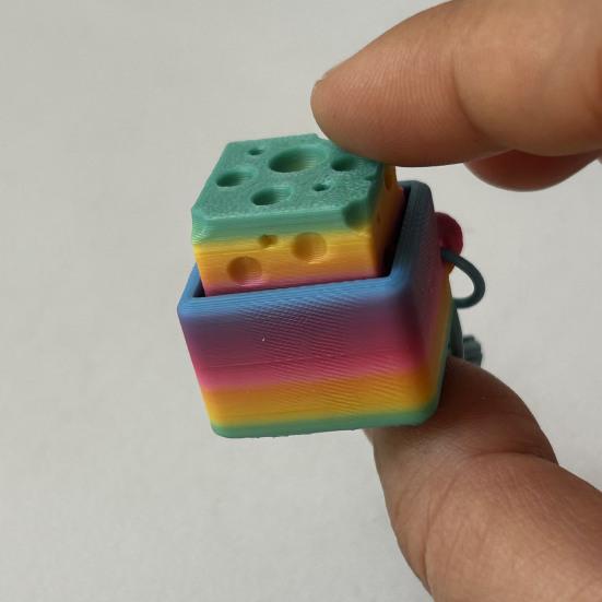 3D Printed Rainbow Cheese Keyboard Fidget Toy Stress Anxiety Relief Mechanical Keyboard Clicker Keychain Decompression Button Sensory Toy