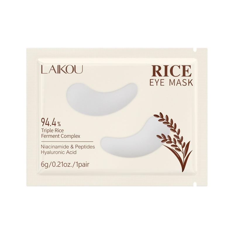 LAIKOU Rice Moisturizing Eye Mask 6g/pair, Triple Rice Ferment Eye Patches with Niacinamide and Caffeine 1pcs