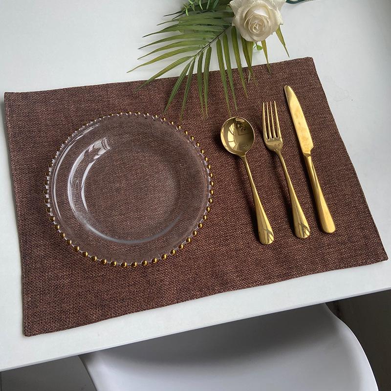 Double-layer Imitation Linen Fabric Placemat, Tableware Mat, Hotel Box Insulation Mat Ins Wind Home Coaster