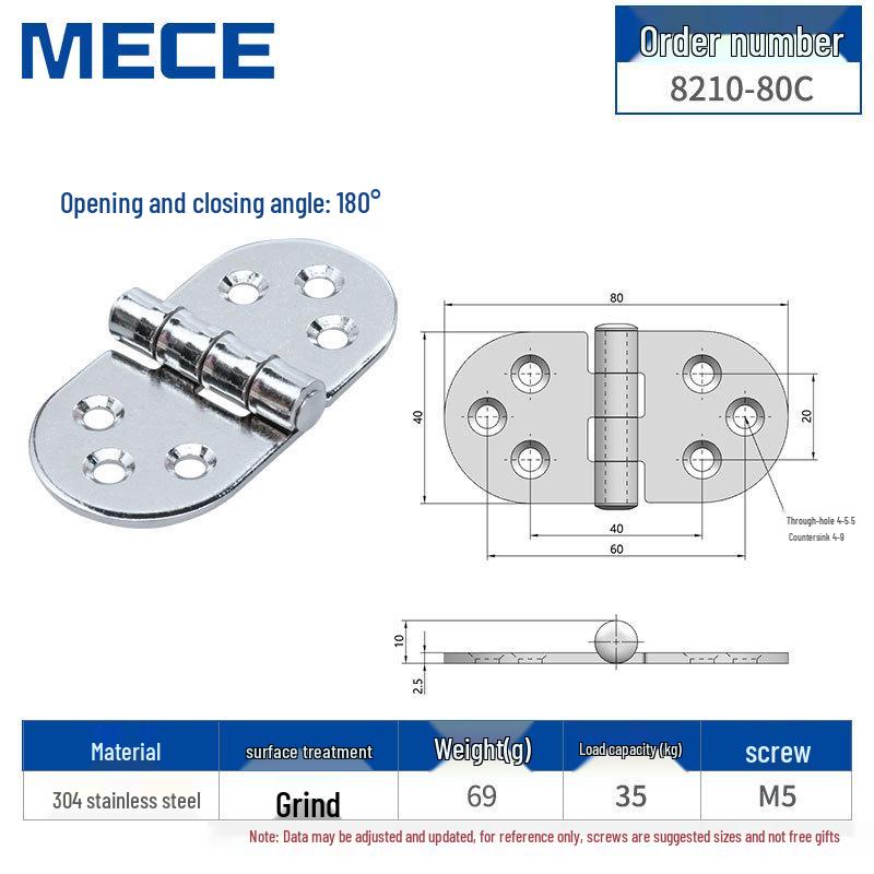 304 Stainless Steel Thickened Cabinet & Wooden Door Hinges