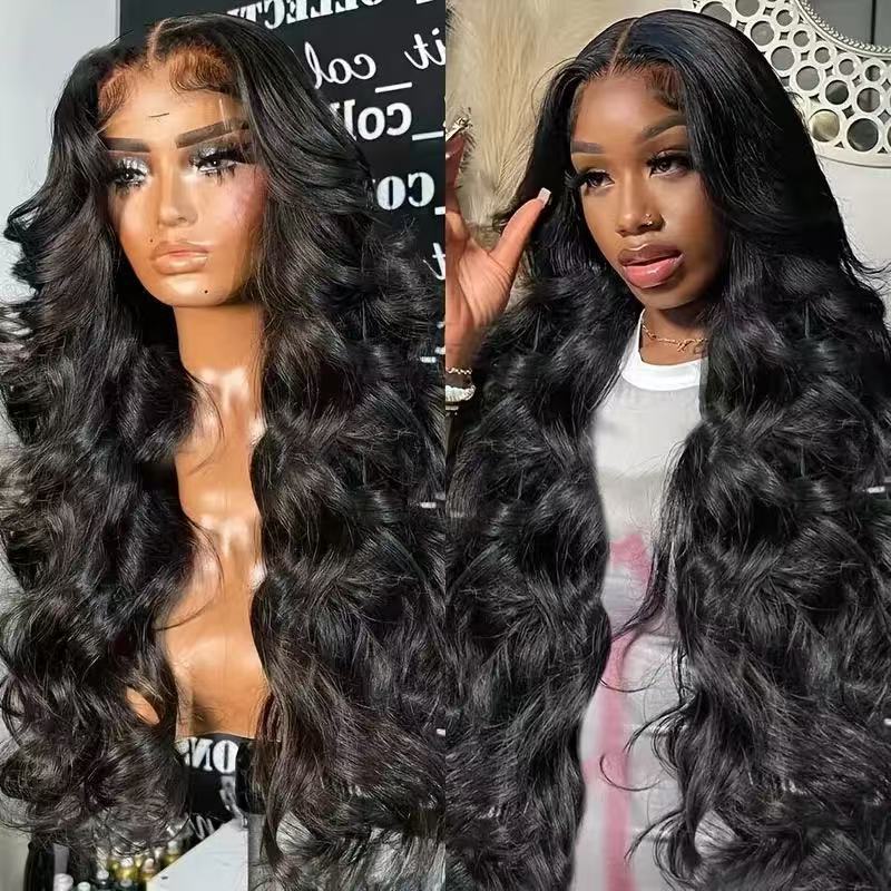 Forehead lace wig female natural medium long hair full head cover type big wave small lace long curly hair simulation hair