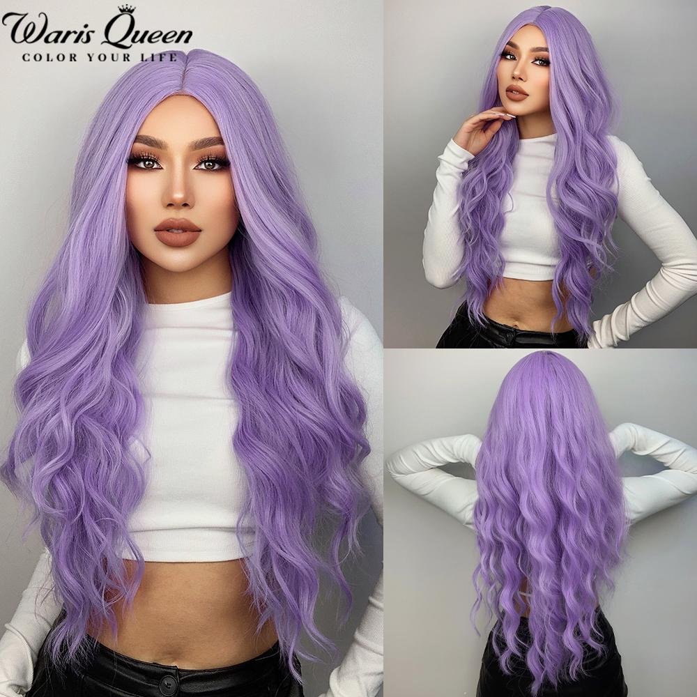 Long Wavy Black And Pink Synthetic Wig for Women With Bangs Natural Heat Resistant Part Cosplay Party Lolita Daily  Hair Wigs