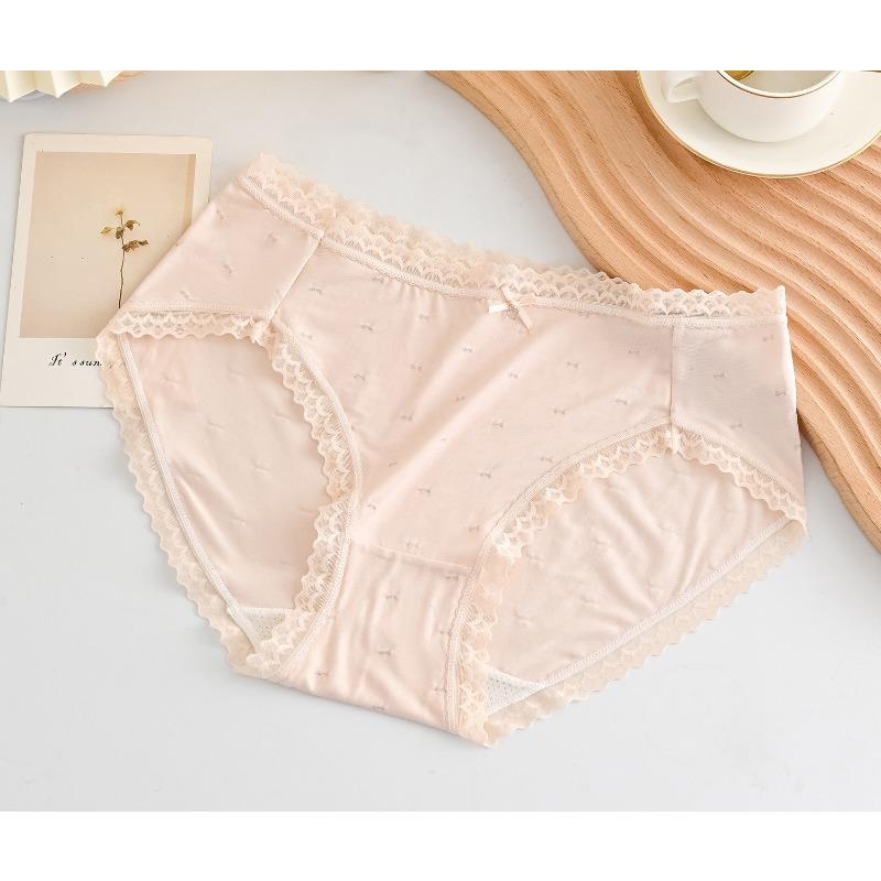 Beautiful and Cute Underwear Bow Comfortable Underwear Mid Waist Women's Cotton Underwear Elastic Breathable Underwear