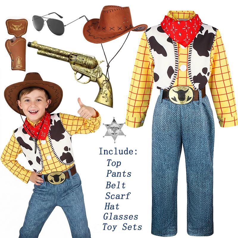 Toy Story Woody Dress Up Costume Kids Cosplay Jessie Top+Pants+Scarf+Belt Sets Girls Halloween Carnival Party Fancy Party Outfit