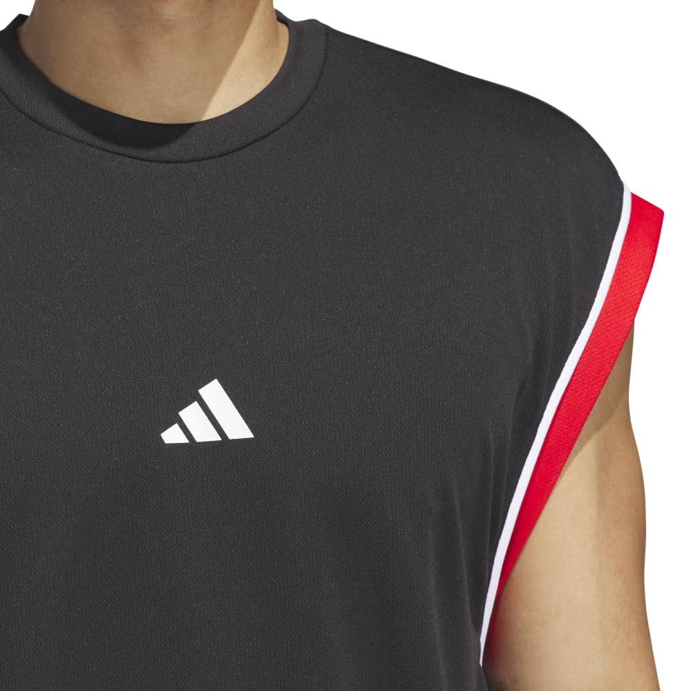 Adidas Men's KPM99 Badge of Sport Tank Top, Black/Red (JI7577), Size 3L