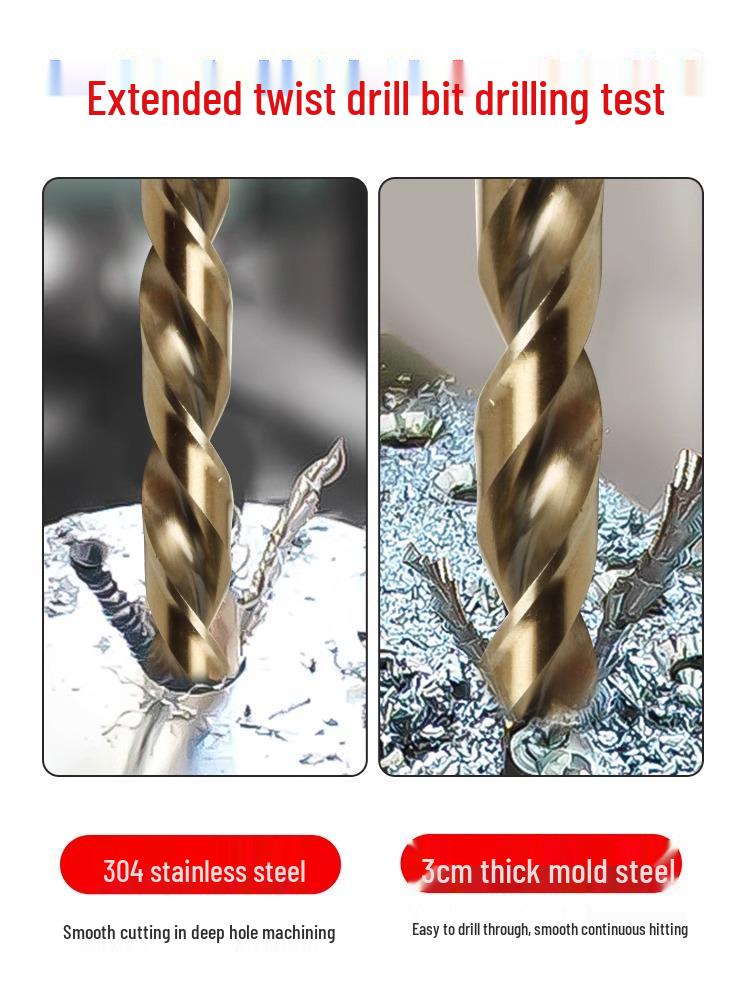 High-Strength Ultra-Long Cobalt Twist Drill Bit for Stainless Steel and Wood.
