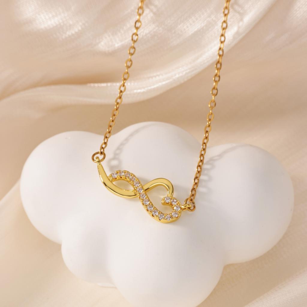 Bright Infinity Symbol Heart Stainless Steel Necklace for Women Mama 18K Gold-plated Anti Fading Necklaces Jewelry Accessories