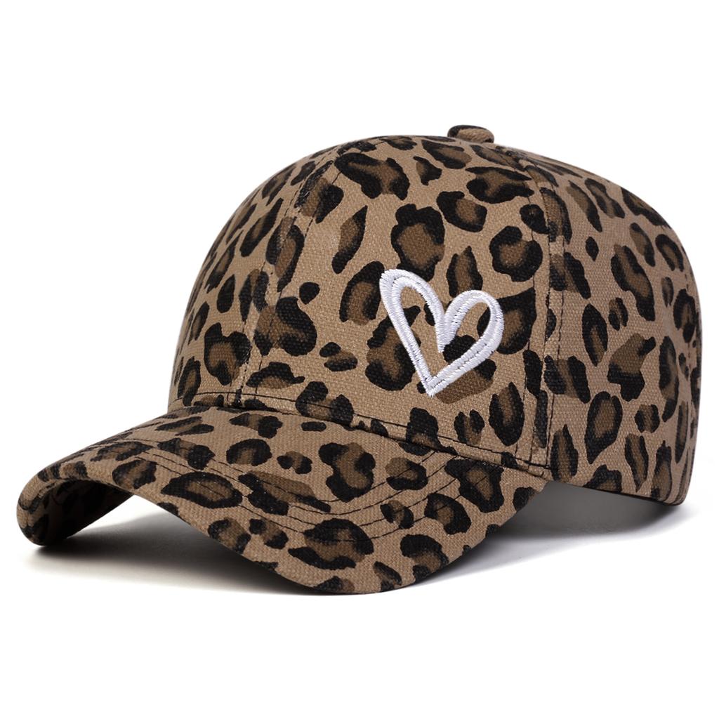 Baseball Print Leopard Stitching Embroidered Love Neutral Gender Women Men For Caps Spring Autumn Outdoor Adjustable Casual Hats Sunscreen Hat