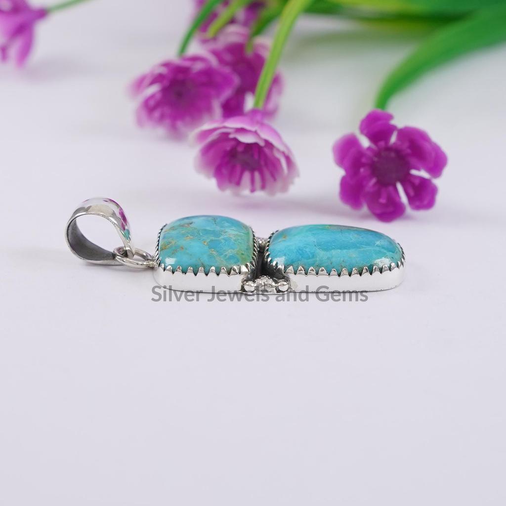 Arizona Turquoise Pendant: 925 Sterling Silver, December Birthstone