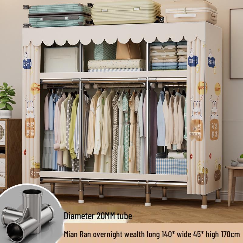 Sturdy Reinforced Steel Frame Fabric Wardrobe for Home & Bedroom Use