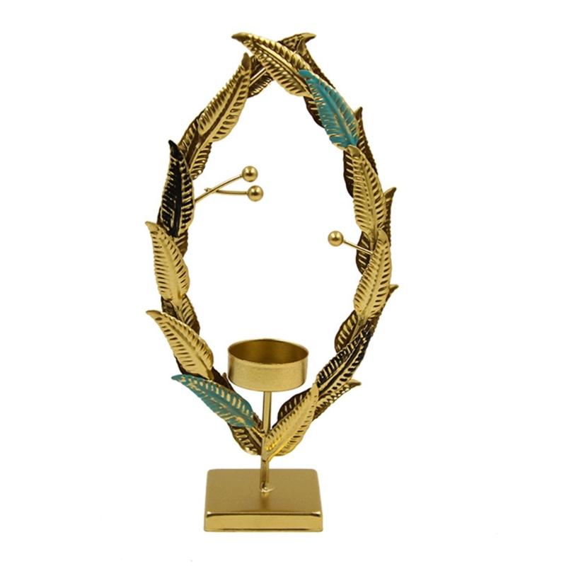 

Candle Holder Metal Candlestick Elliptical Leaves Shape Candleholder for Indoor Decoration Candle Stand
