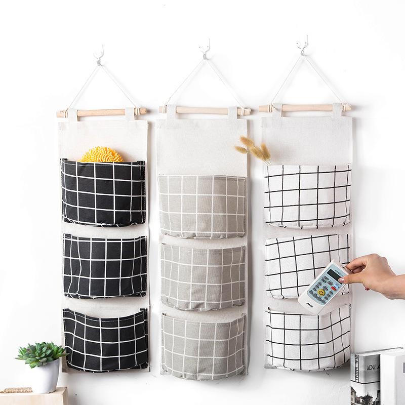 Wall-Mounted Fabric Storage Bag: Hanging Organizer for Bedside or Wardrobe