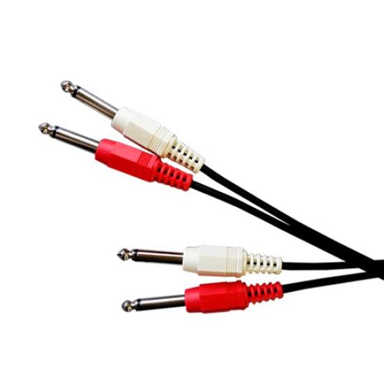 Music Series Line Cable, 3m, with Two 6.3mm Standard Plugs (red and White) On One End and Two 6.3mm Standard Plugs (red and White) On the Other End