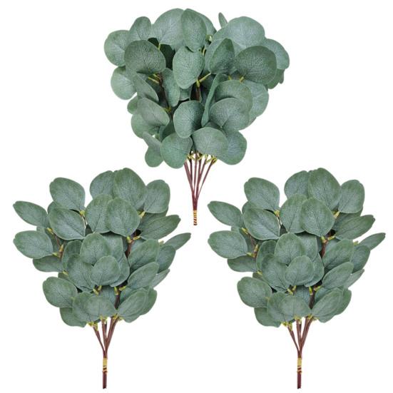 1 Bouquet Fake Plant No Watering Reusable Colorfast Excellent Decorative Artificial Eucalyptus Leaves Stems for Living Room