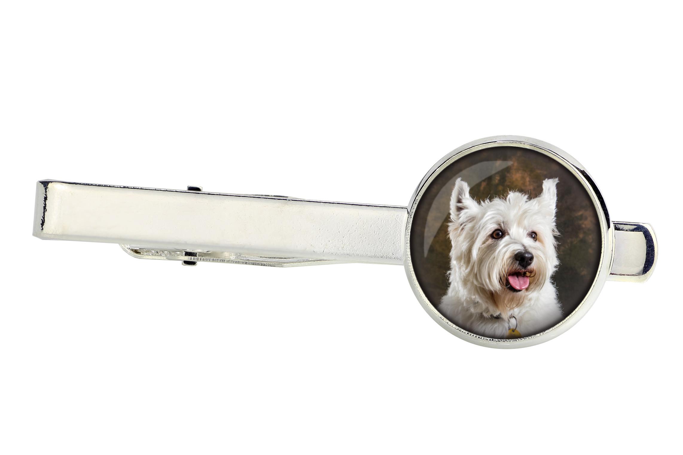 

West Highland White Terrier, Westie, Westy - tie clip, ornament, jewelry for an evening outfit by Art-Dog срібний