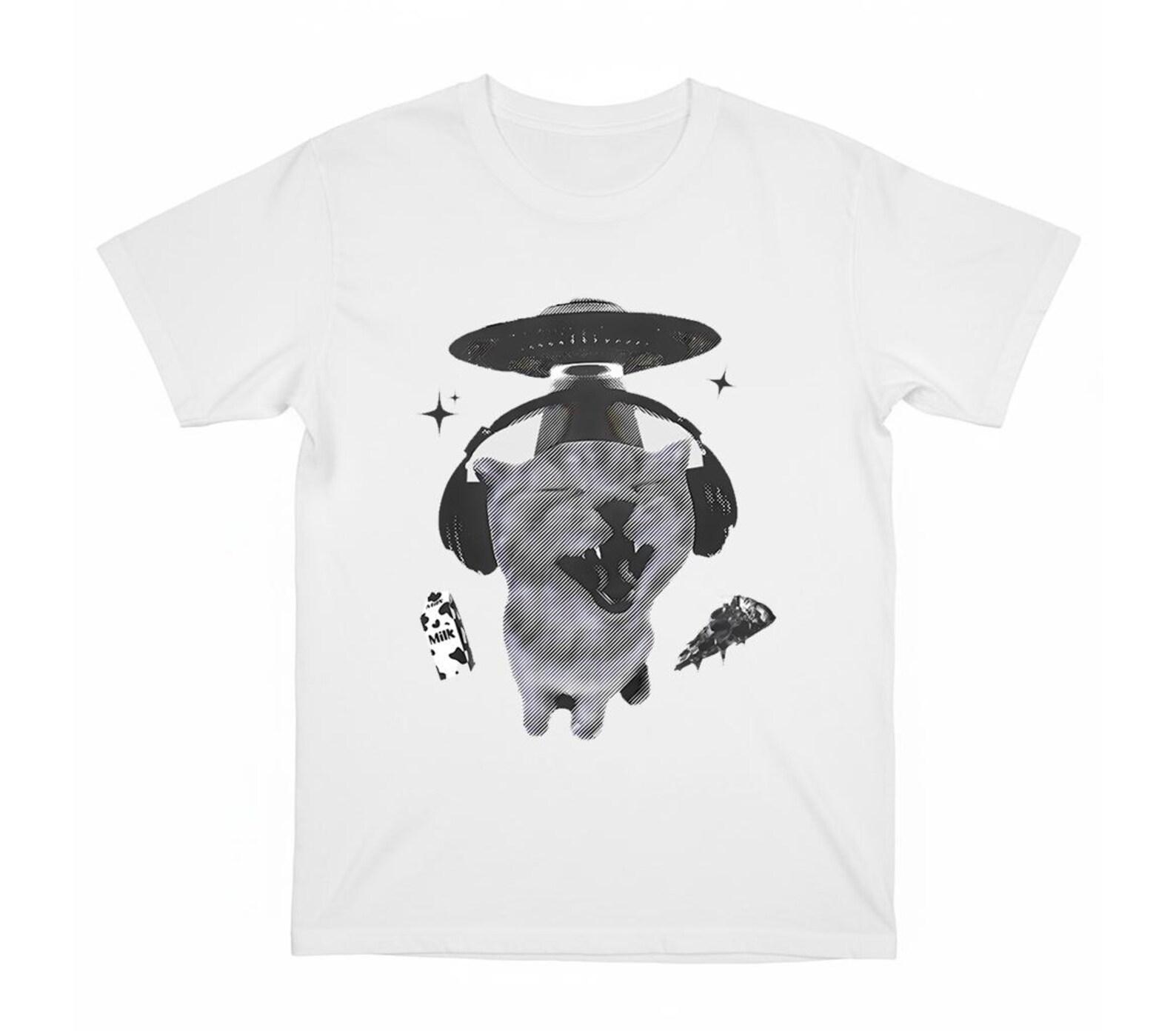 Funny UFO meow meow cat shirt •Cat meme shirt •Cat lover Gift •Silly Cats Shirt •Silly Kitten Tshirt •Cute Kitten Tee •Cat Mom Dad Gift 4XL