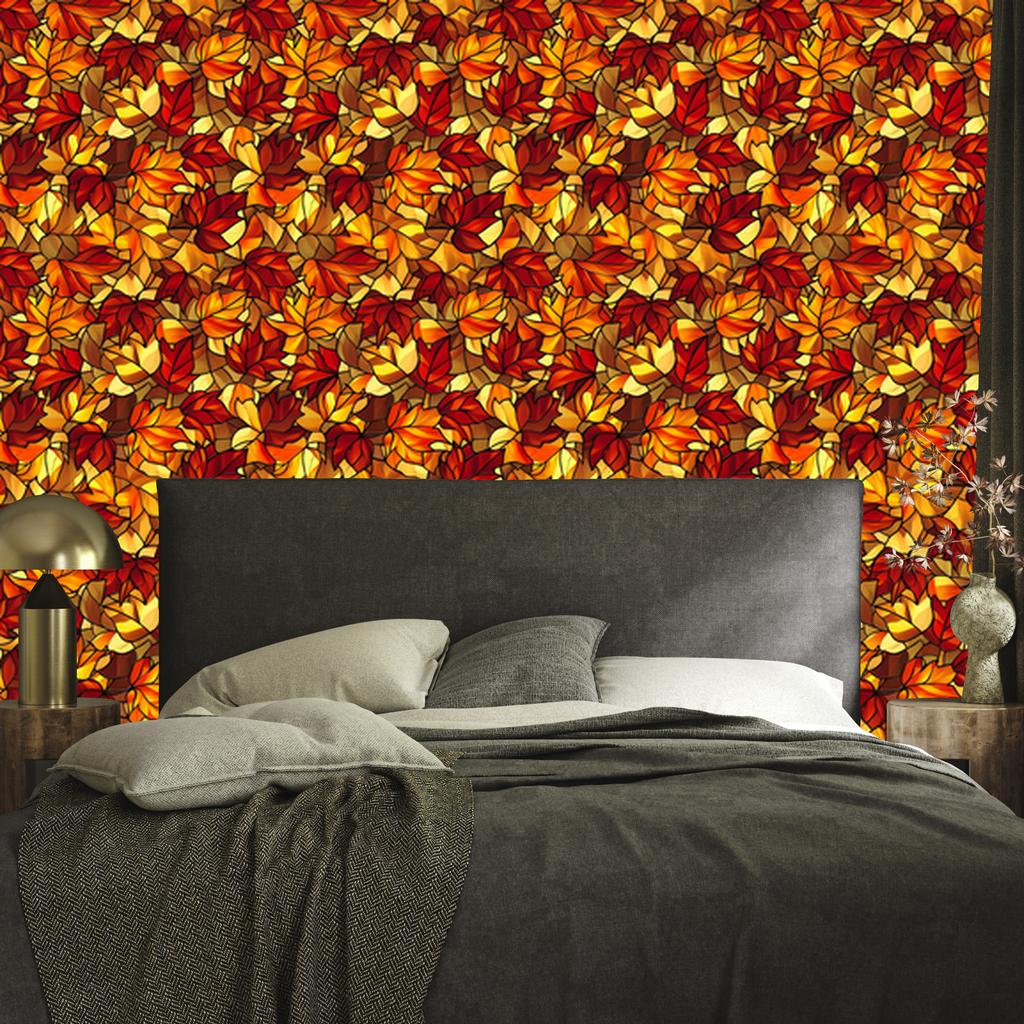Stained Glass Wallpaper Gold, Orange, Red and Rust 50x1000
