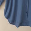 ZANZEA Dame Casual Rund Hals Ensfarget Løs Langermet Bluse