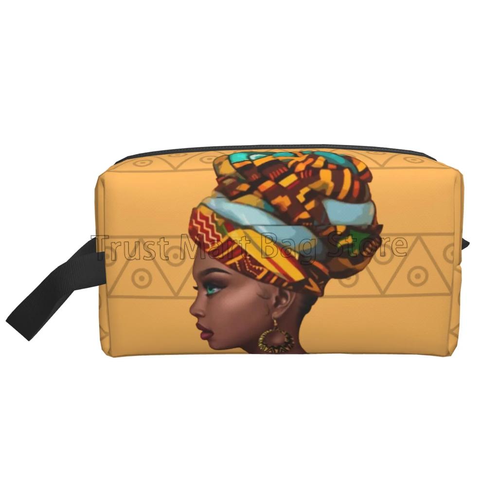 African American Woman Makeup Bag Organizer Portable Waterproof Cosmetic Bag Large Travel Toiletry Bag for Girls Women
