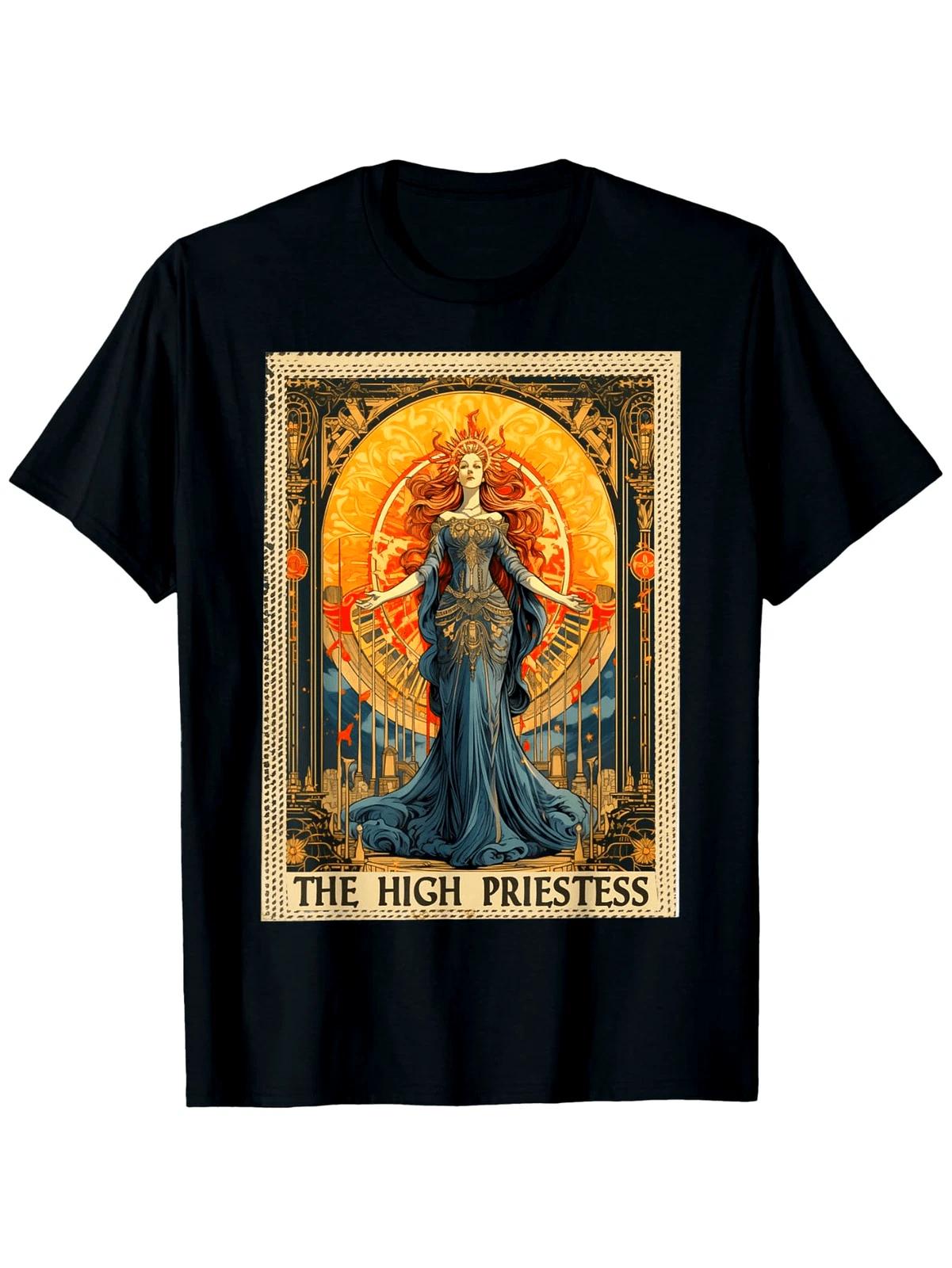 High Priestess Tarot Card Witchy Gothic Graphic T-Shirt Occult Priestess Tee XXXXL