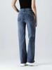 Black Washed Elastic Straight-Leg Women's Jeans