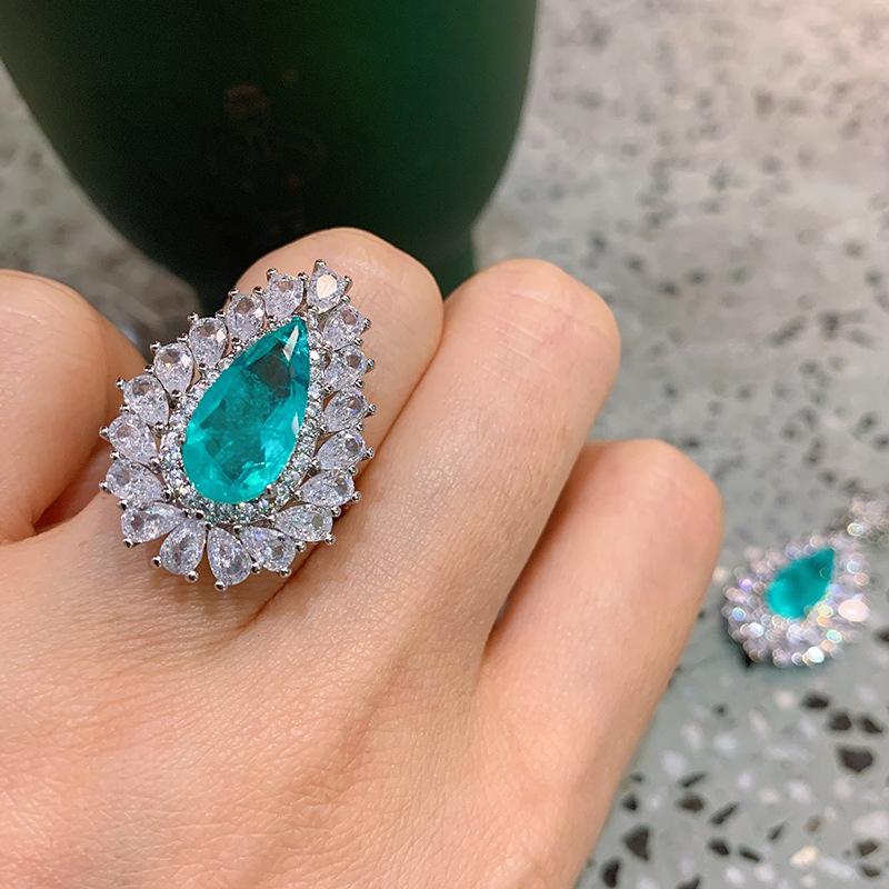 

Винтажный квадратный изумрудный кулон ожерелье параиба ювелирные изделия кольцо аксессуары комплект