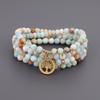 [KOAI] Life Tree 108-bead Multicolor Colorful Cut Amazonite Variscite Tree of Life Prayer Bracelet for Passing Exams, Health Luck, and Other Power