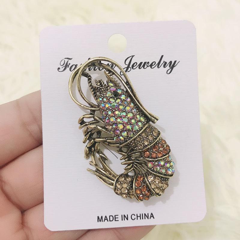 

Креативная ретро-брошь в виде лобстера с бриллиантами, преувеличенная милая булавка в виде животного, аксессуары для одежды