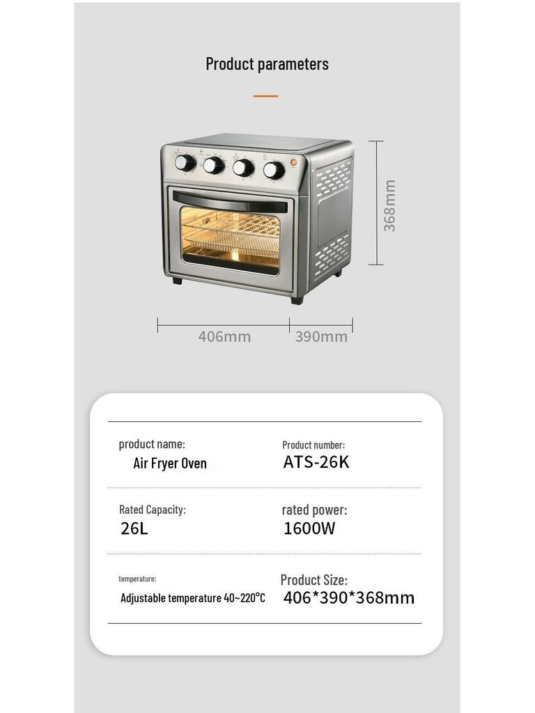 25L Stainless Steel Air Fryer Oven, CE CB Certified