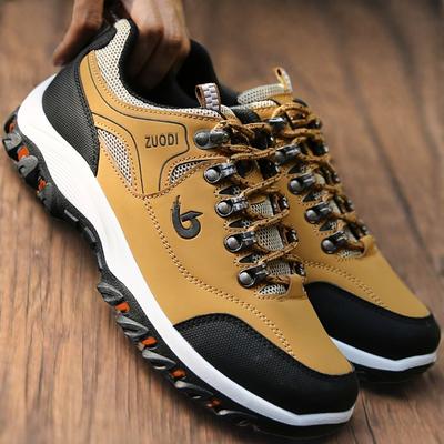 Four Season Men's Contrasting Low Top Single Shoes, Fashionable Plus Size Wear-resistant Anti Slip Casual Sports Hiking Shoes