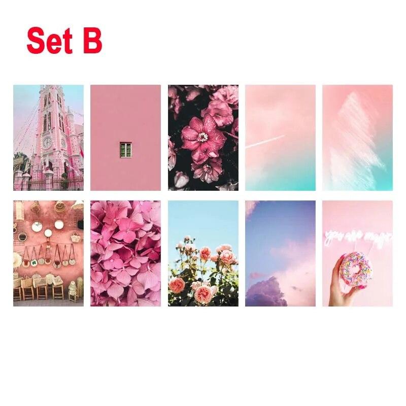 

10/30 шт. DIY Рожевий естетичний настінний набір для колажу Квітка Море Плакат Фреска Кімната Декоративна картина Сучасний бар Кабінет Прикраса дому