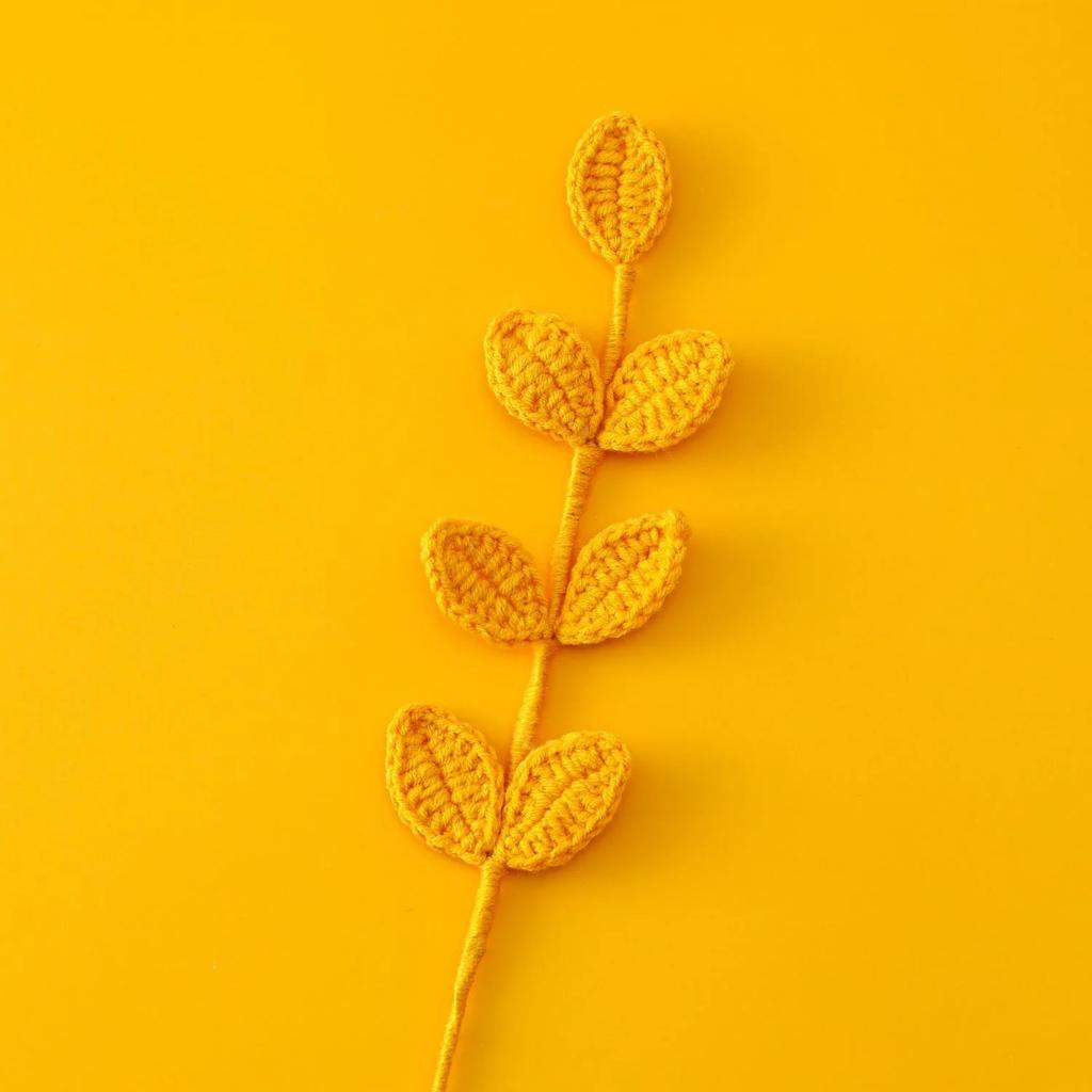 1pc Crochet Leaves Knitted Eucalyptus Leaves Handmade Knitting Plant Artificial Plant for Flower Vase Home Decor