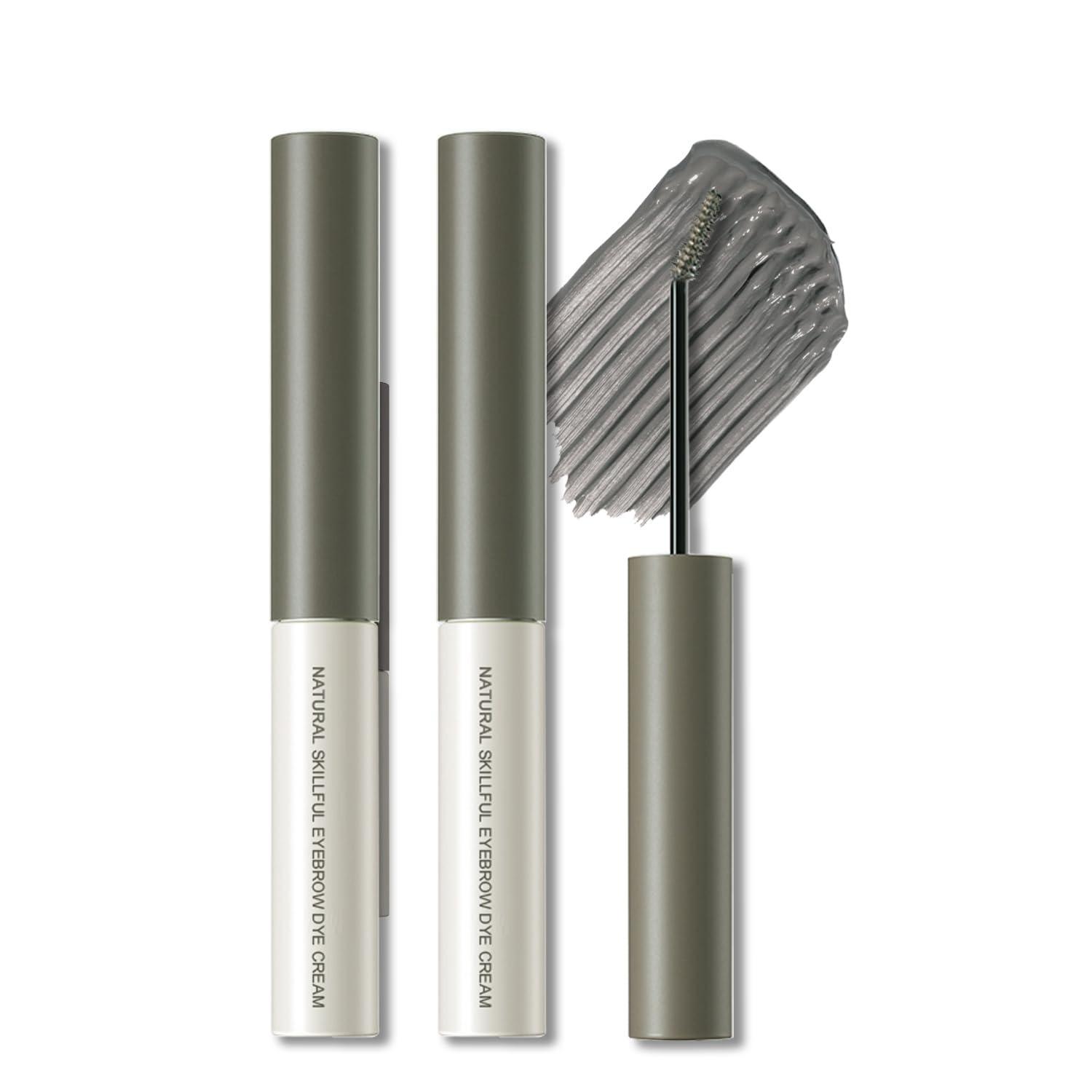 2 Pcs Tinted Eyebrow Cream,Ultra-Fine Brush Tinted Brow Gel Waterproof Long Wear Eye Brow Mascara Transfer-proof Natural Brow Makeup without Clumping G1