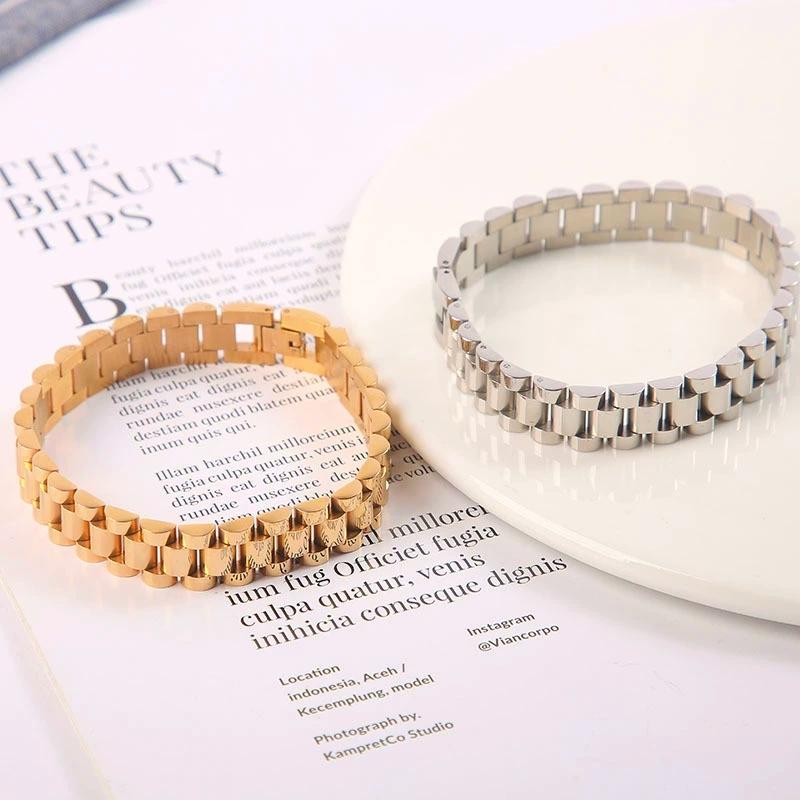 Htpwe Stainless Steel Watch With Bracelet Can Be Diy For Men 18k Gold Plated Couple Holiday Gift Bracelet Party Daily Zircon